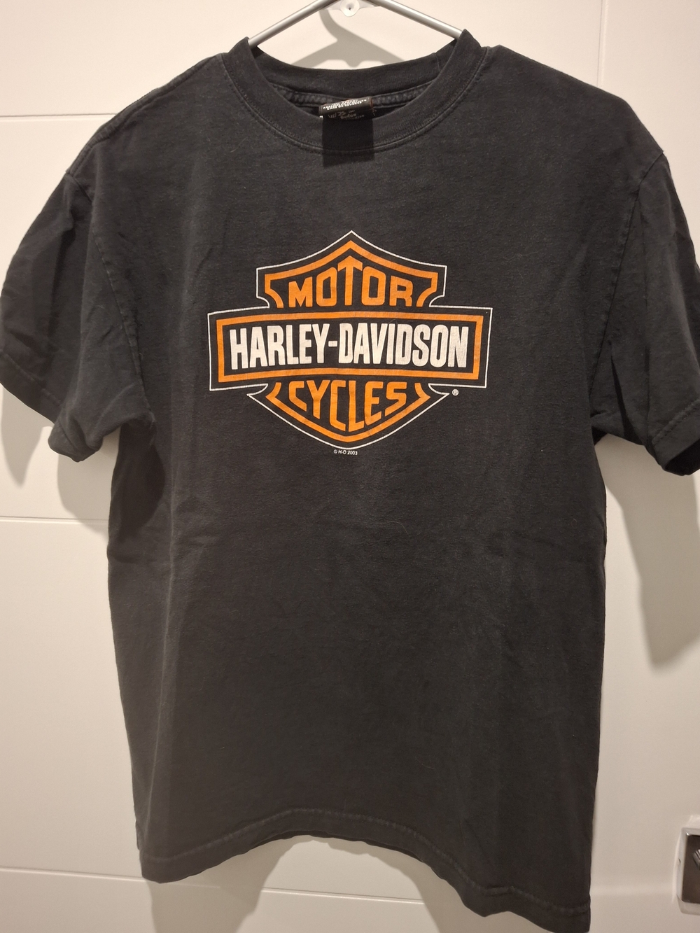 Harley-Davidson Black Tee with Orange and White Shield Logo